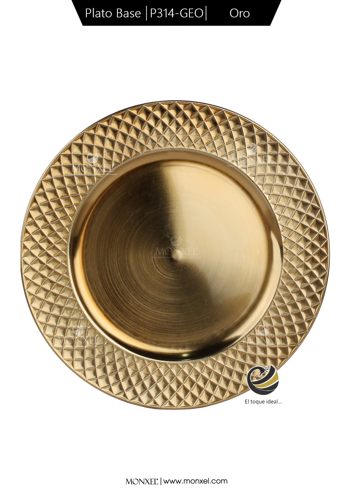 Plato Base P314-GEO Oro 33 cm. (Polipropileno)