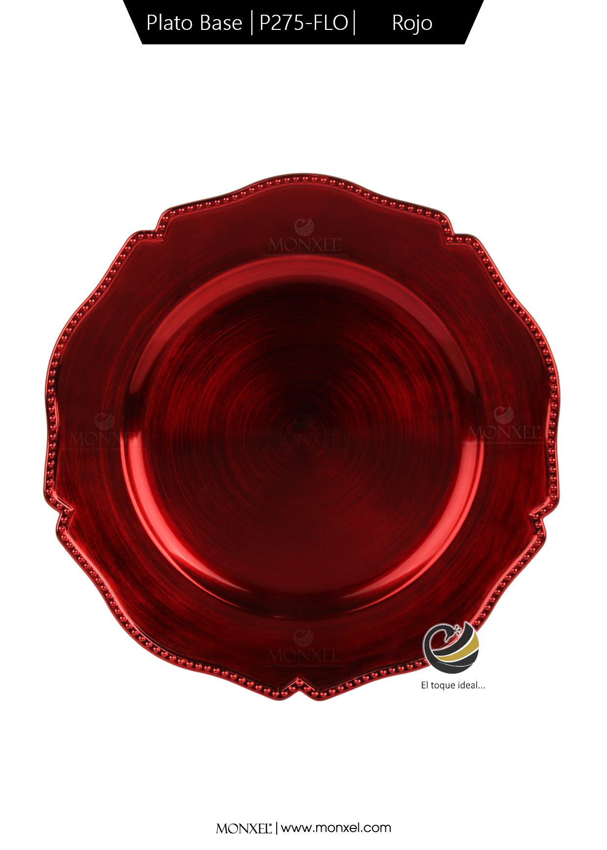 Plato Base P275-FLO Rojo 33 cm. (Polipropileno)