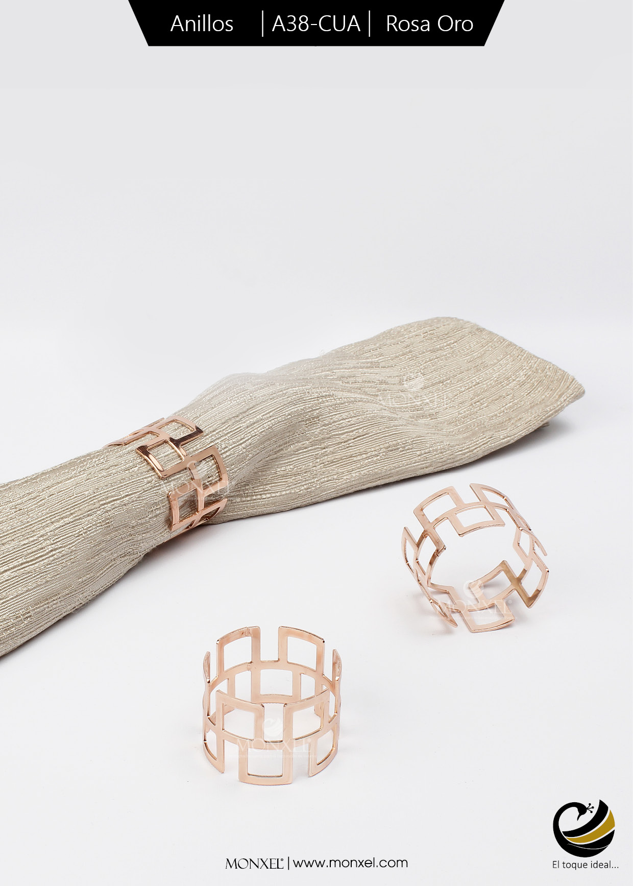 Anillos A38-CUA Rosa Oro (Acero Inoxidable)