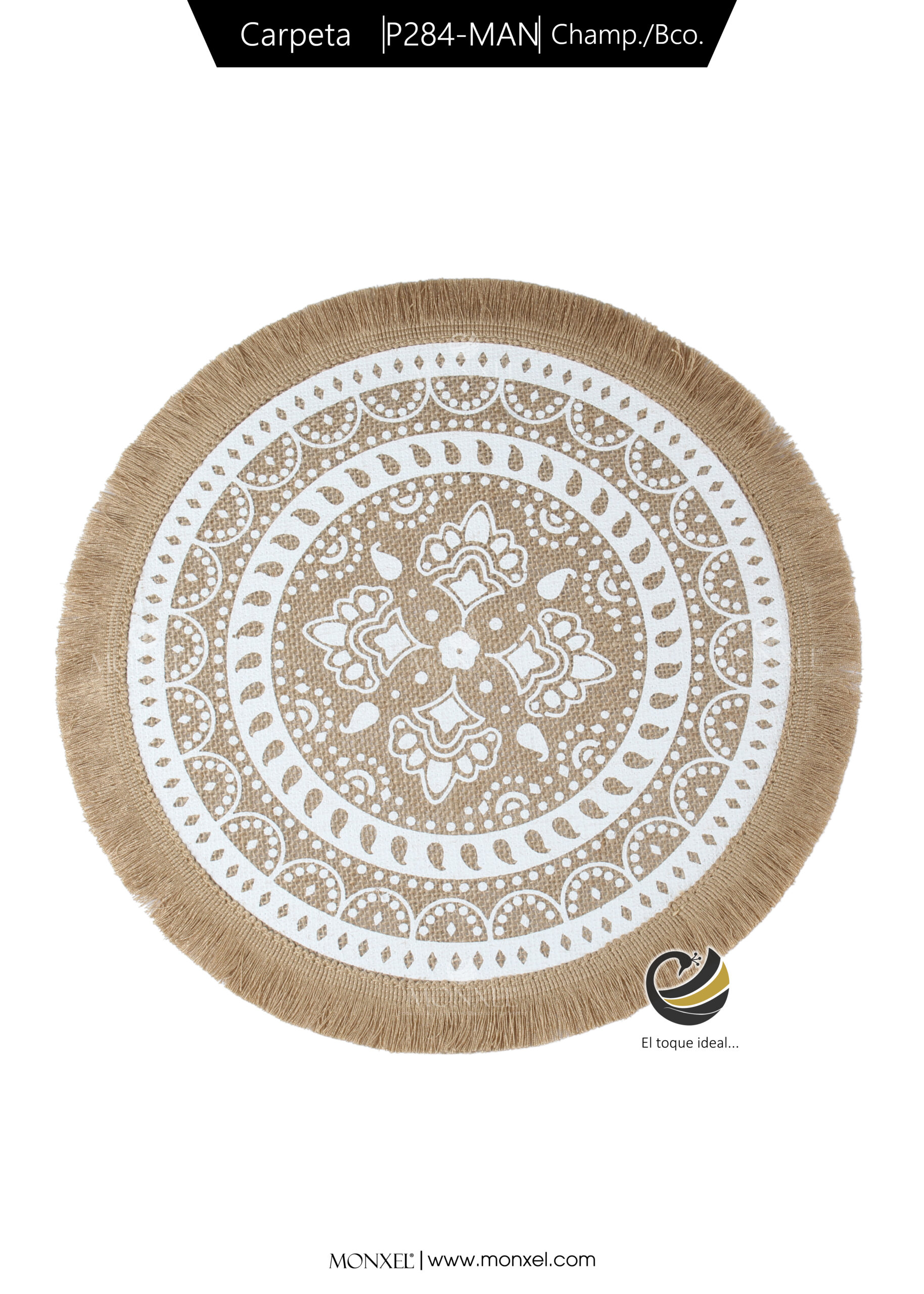 Carpeta (Plato Base) P284-MAN Champagne/Blanco 35 cm. (Lino/Yute)