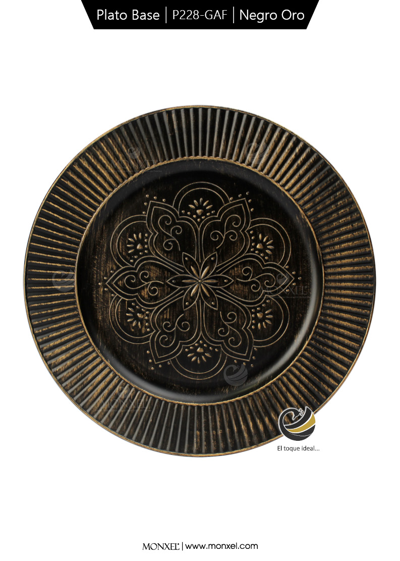Plato Base P235-GAF Negro/Oro 33 cm. (Polipropileno)