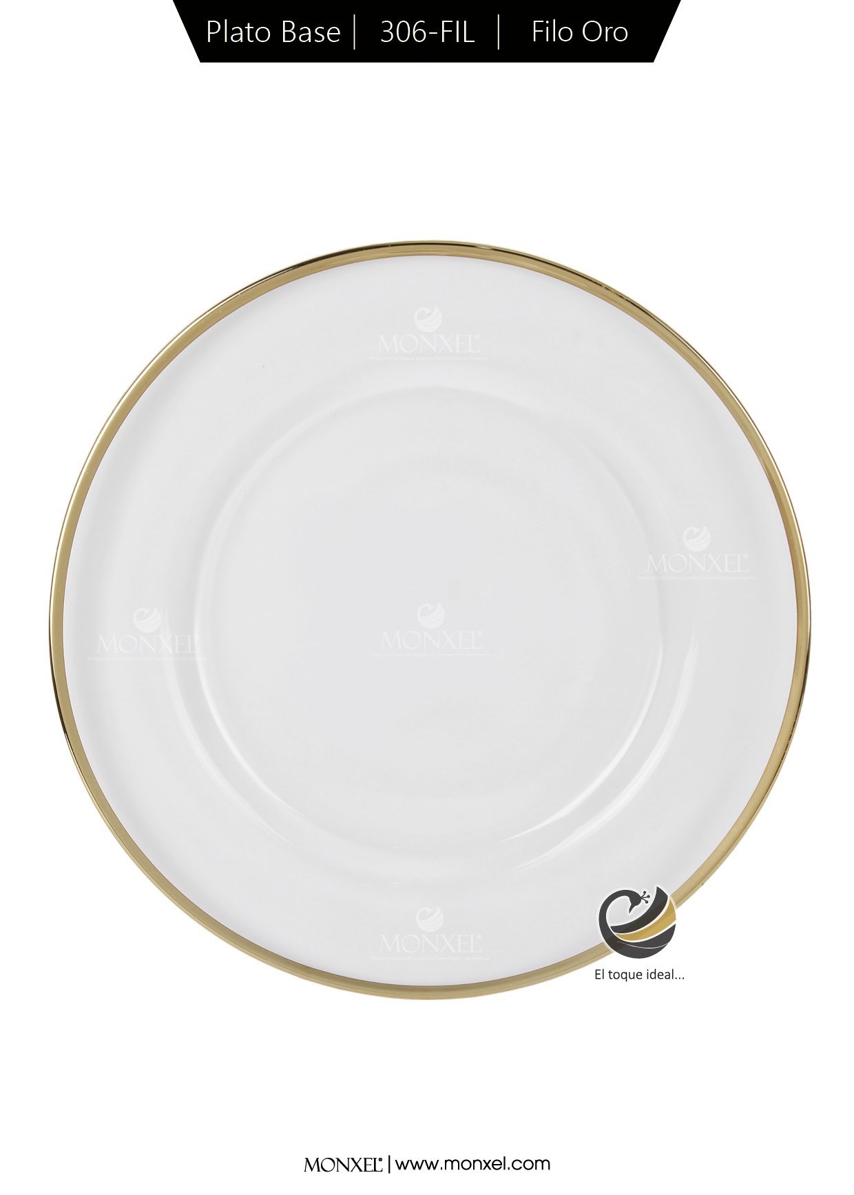 Plato Base P306-FIL Filo Oro 33cm (Cristal)