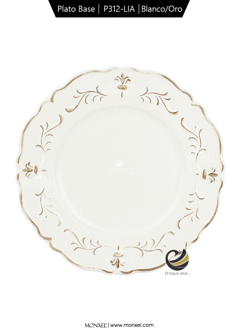 Plato Base P312-LIA Blanco Oro 33 cm. (Polipropileno)