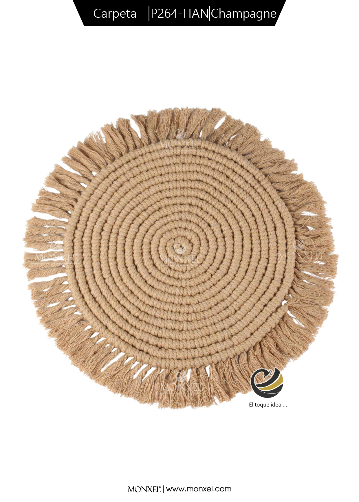 Carpeta (Plato Base) P264-HAN Champagne 34 cm. (Macramé)