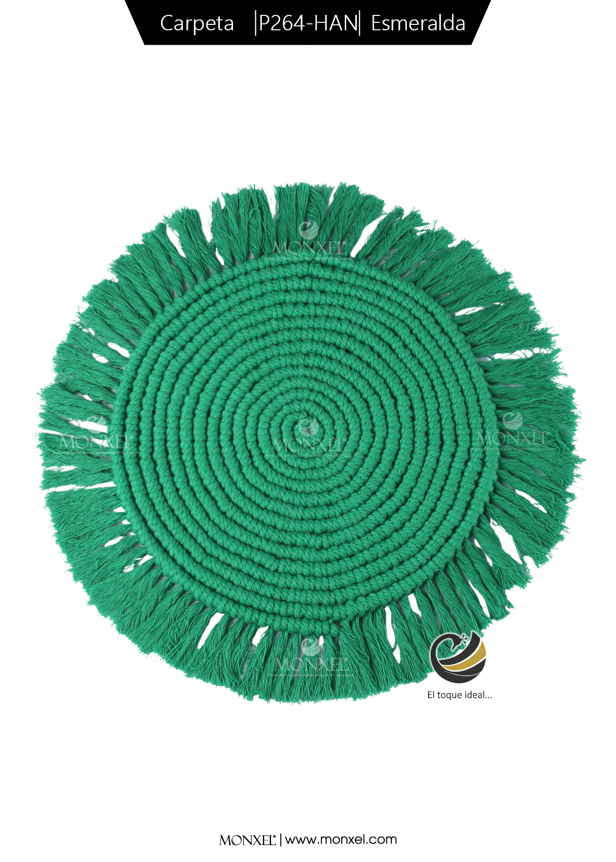 Carpeta (Plato Base) P264-HAN Esmeralda 34 cm. (Macramé)