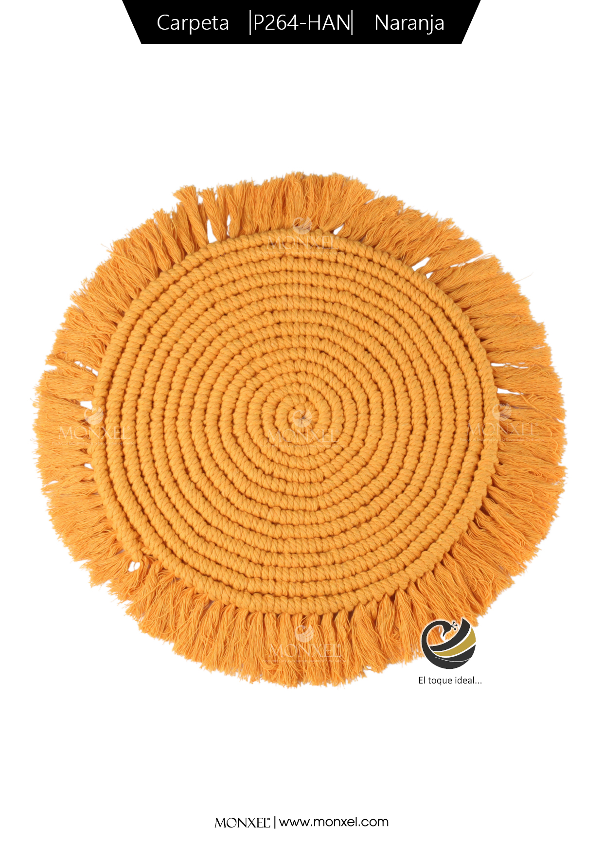 Carpeta (Plato Base) P264-HAN Naranja 34 cm. (Macramé)