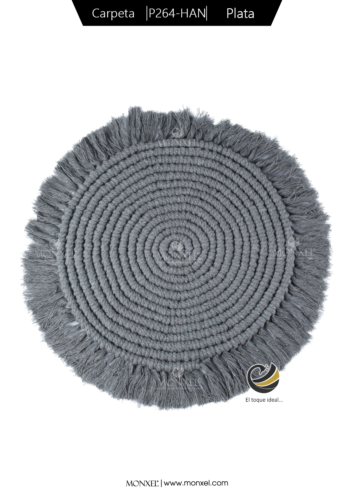 Carpeta (Plato Base) P264-HAN Plata 34 cm. (Macramé)