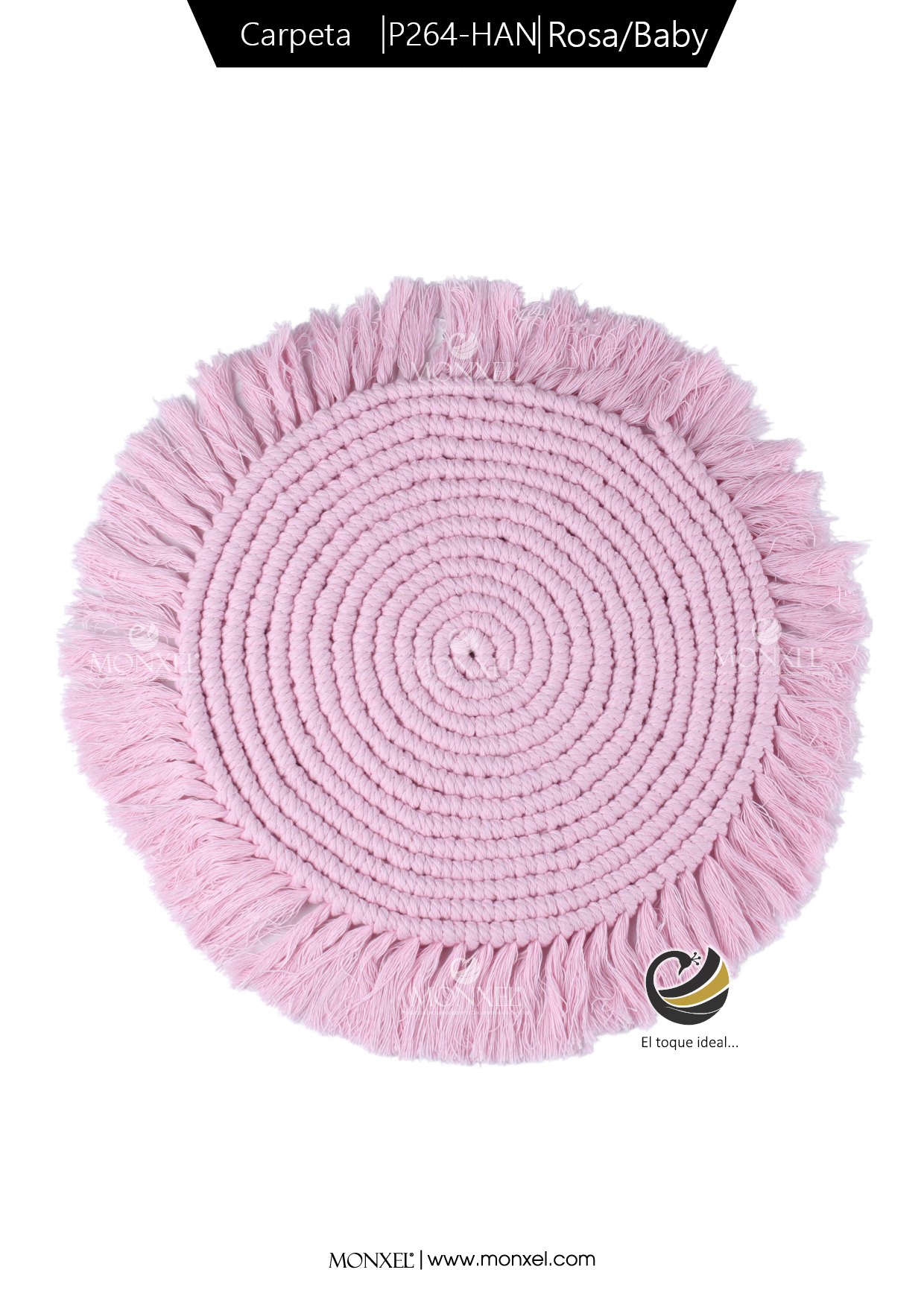 Carpeta (Plato Base) P264-HAN Rosa baby 34 cm. (Macramé)