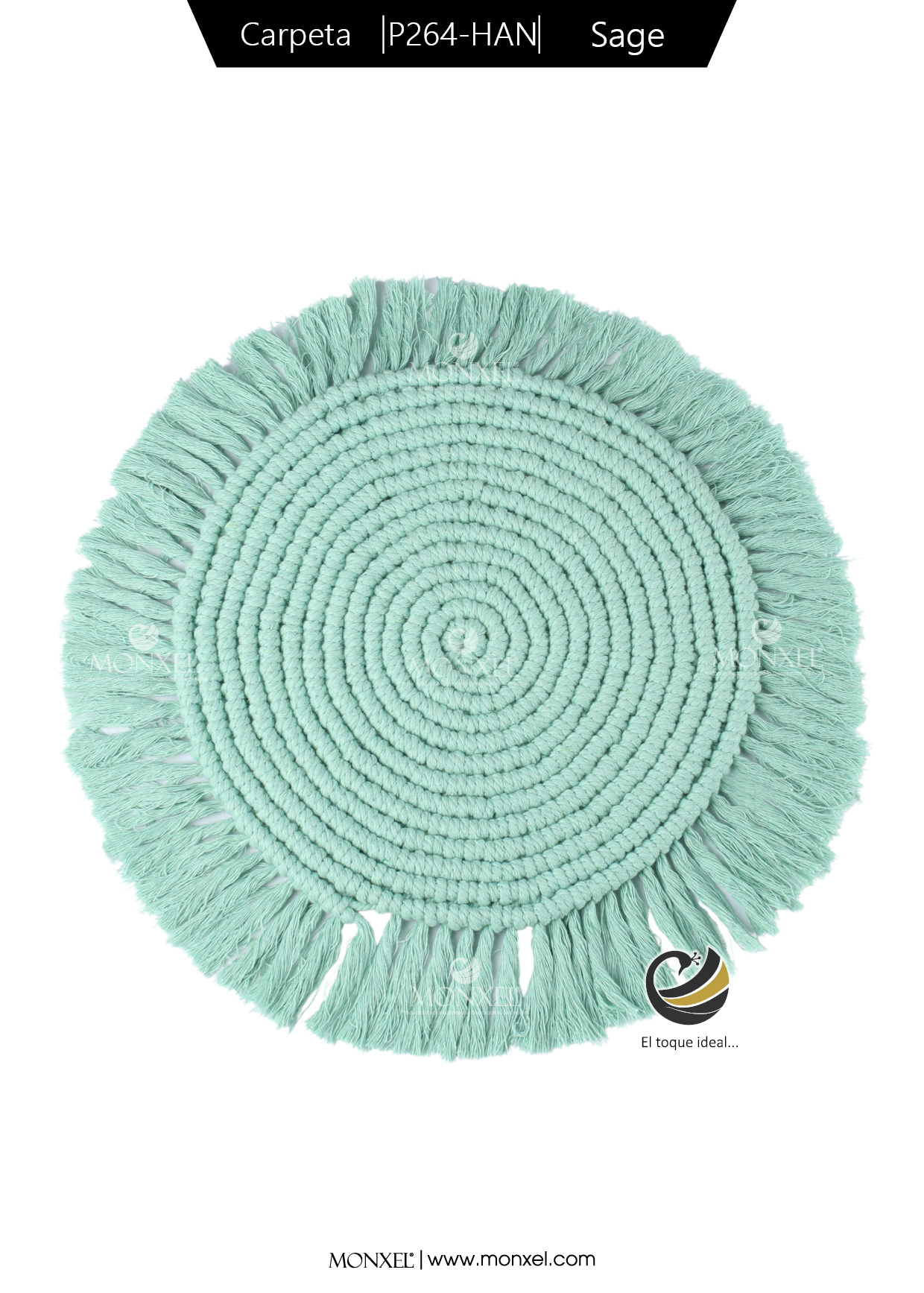 Carpeta (Plato Base) P264-HAN Sage 34 cm. (Macramé)