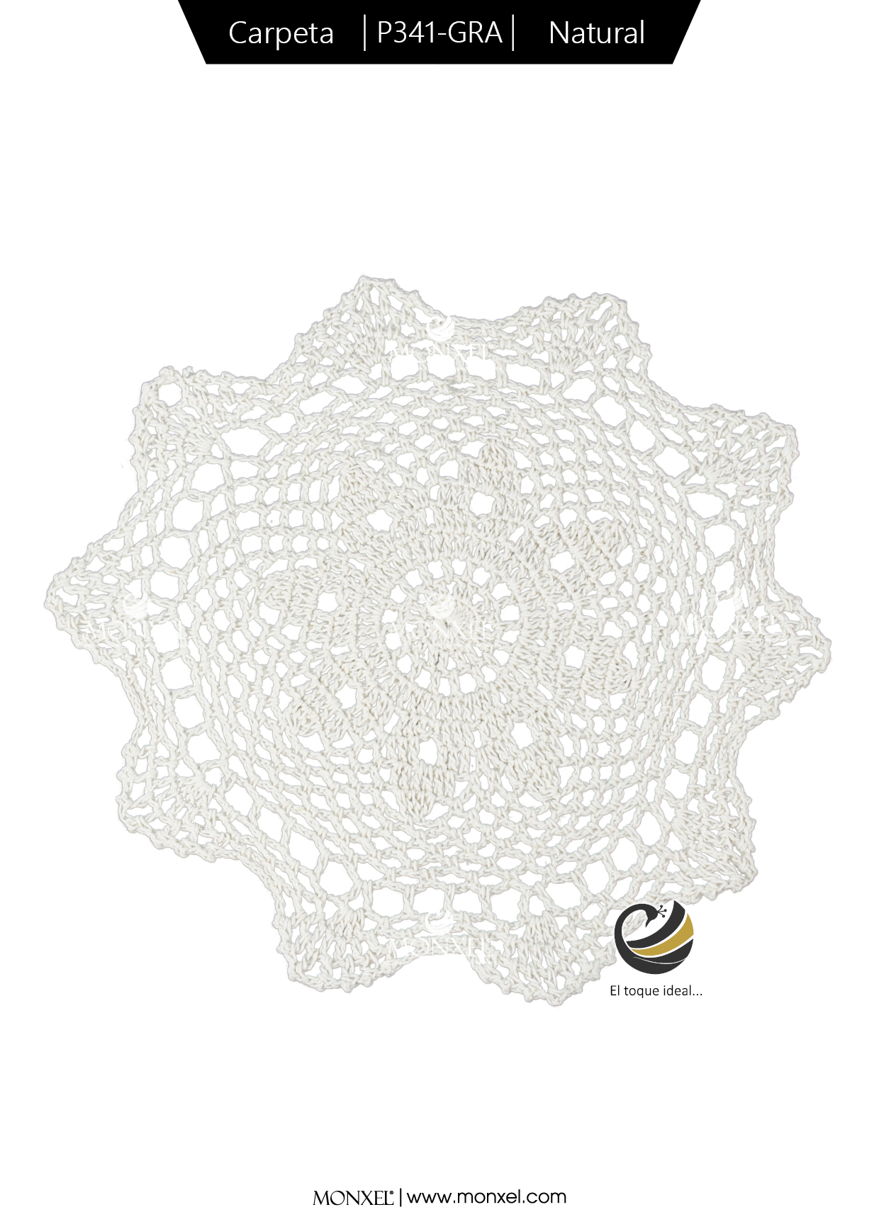 Carpeta (Plato Base) P341-GRA Natural 38 cm. (Algodón)