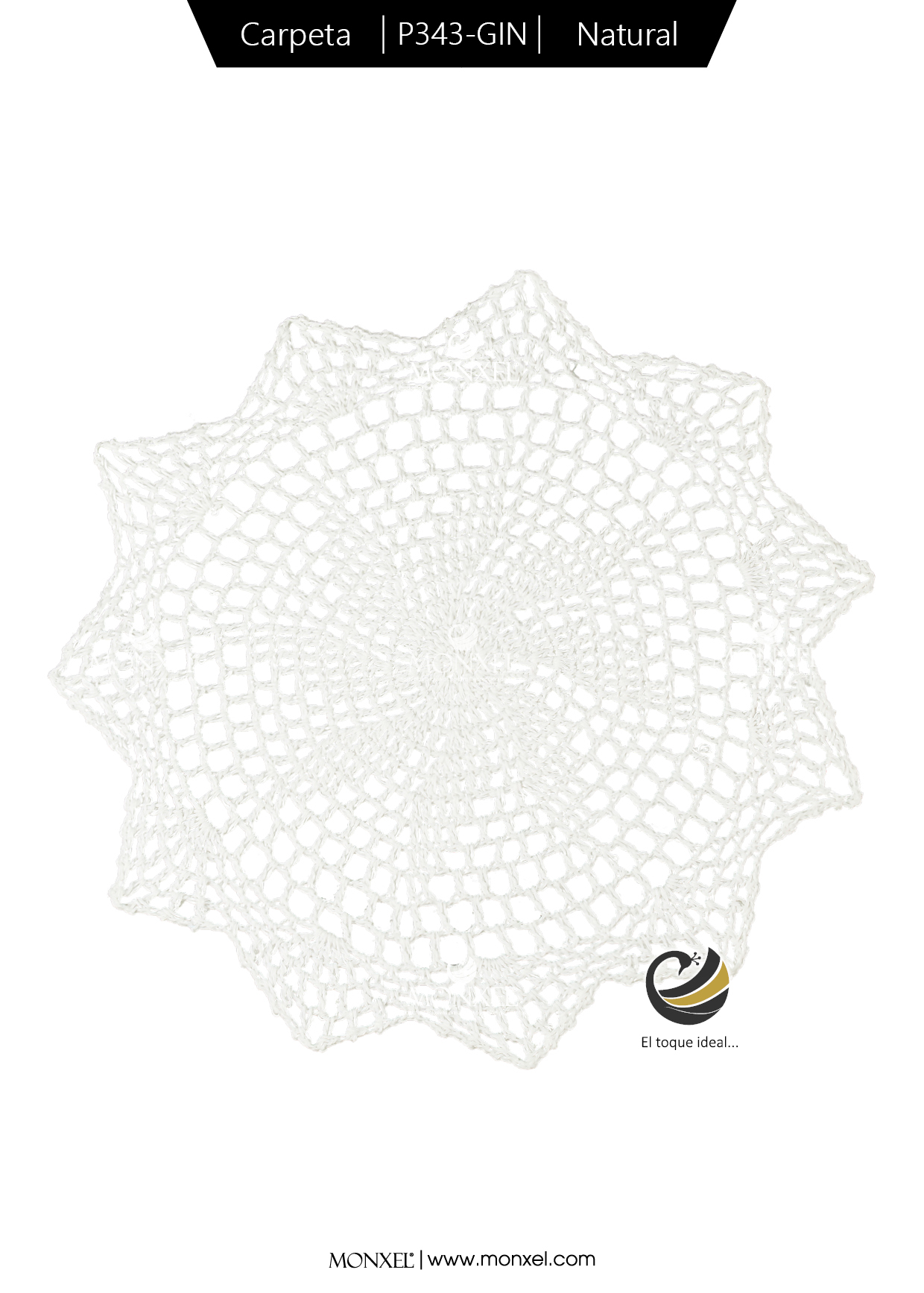 Carpeta (Plato Base) P343-GIN Natural 38 cm. (Algodón)