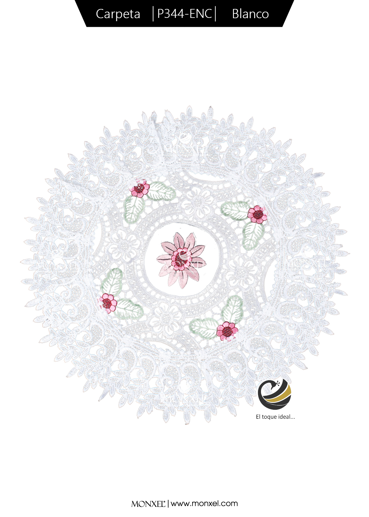 Carpeta (Plato Base) P344-ENC Blanco 43 cm. (Algodón)