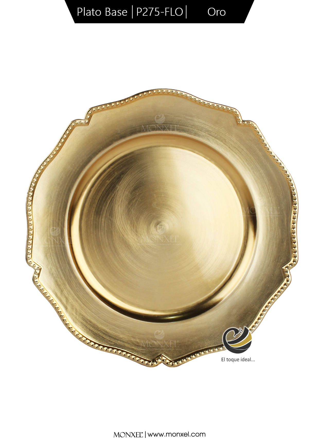 Plato Base P275-FLO Oro 33 cm. (Polipropileno)
