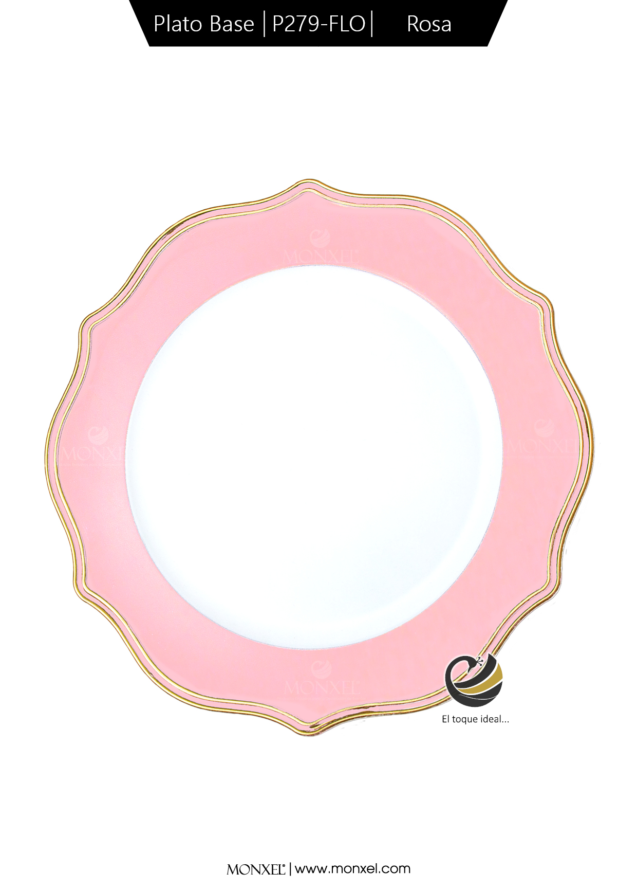 Plato Base P279-FLO Rosa 33 cm. (Polipropileno)