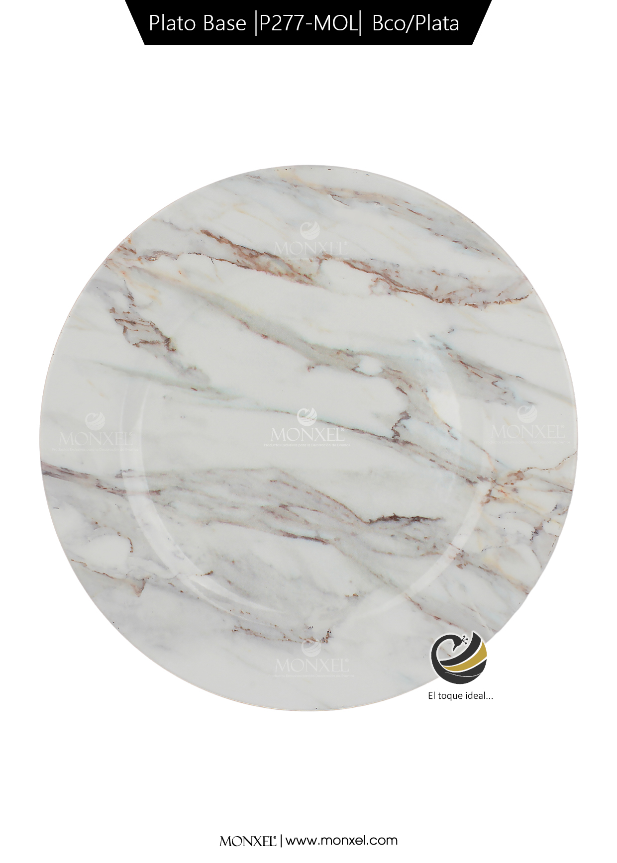 Plato Base P277-MOL Blanco Plata 33 cm. (Polipropileno)