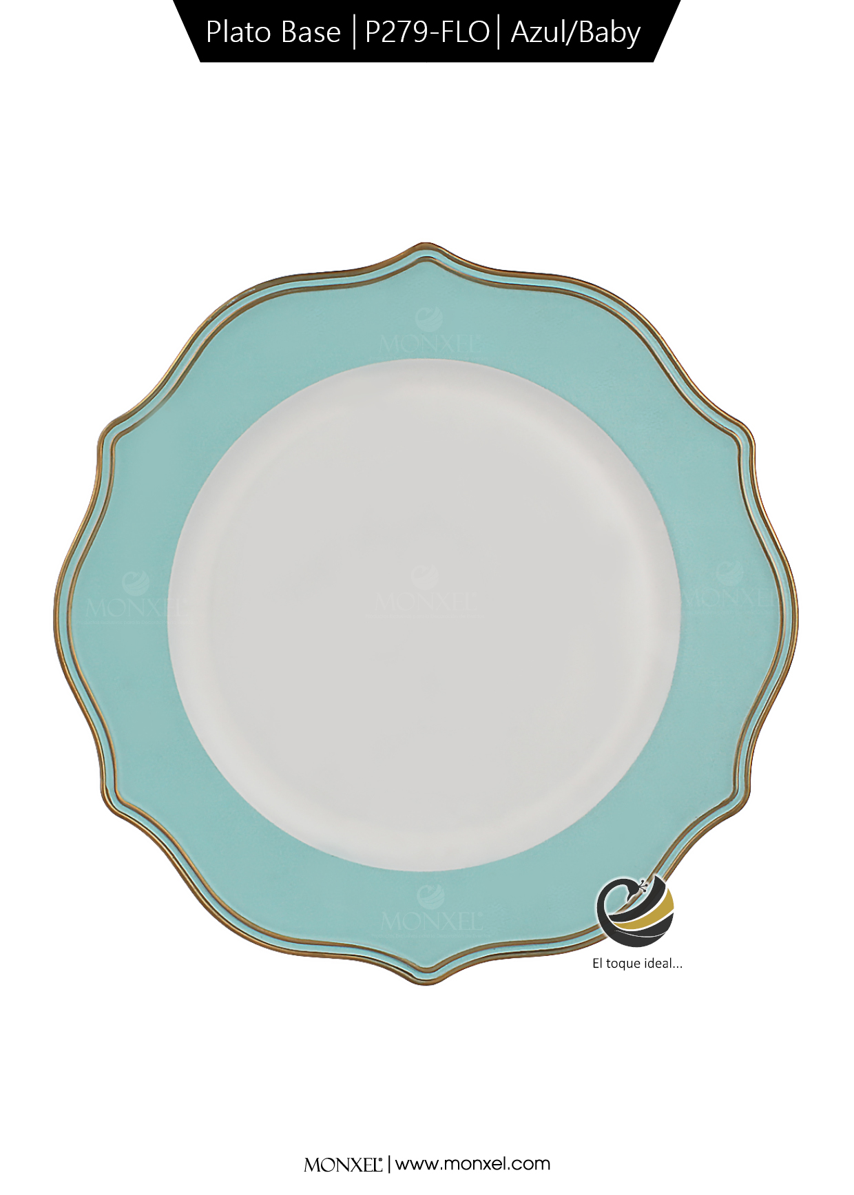 Plato Base P279-FLO Azul Baby 33 cm. (Polipropileno)