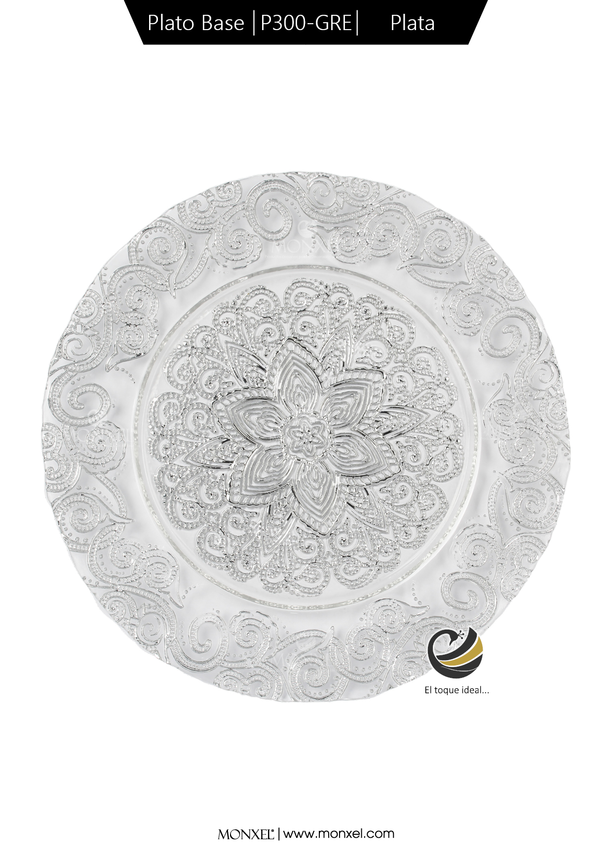 Plato Base P300-GRE Plata 33cm (Cristal)