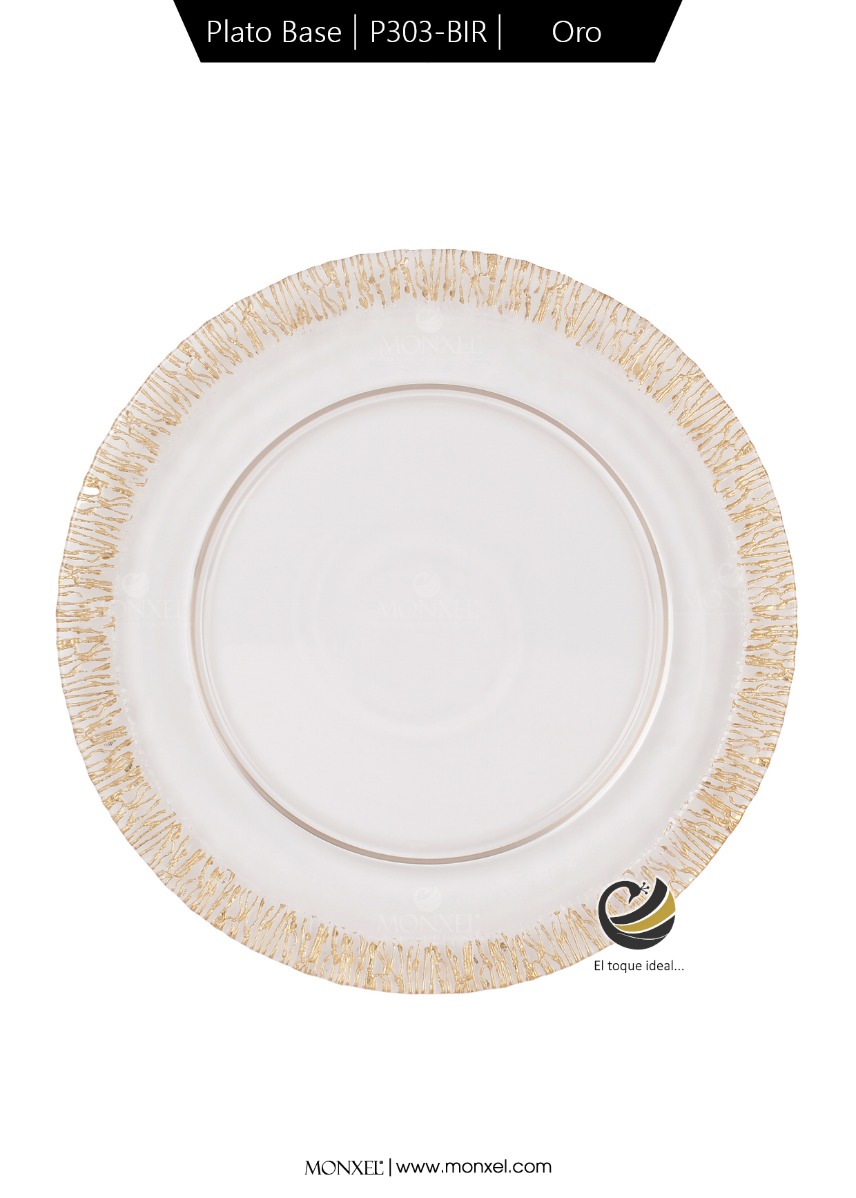 Plato Base P303-BIR Oro 33cm (Cristal)