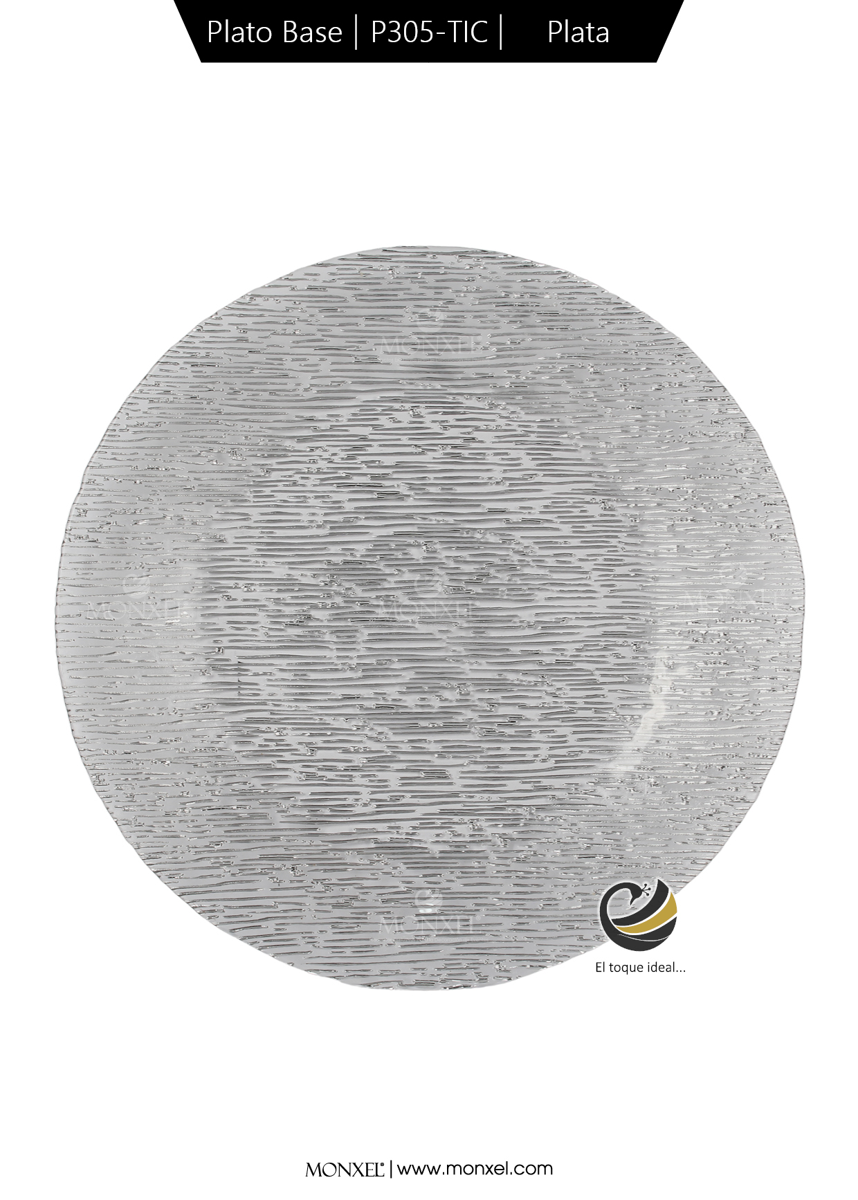 Plato Base P305-TIC Plata 33cm (Cristal)