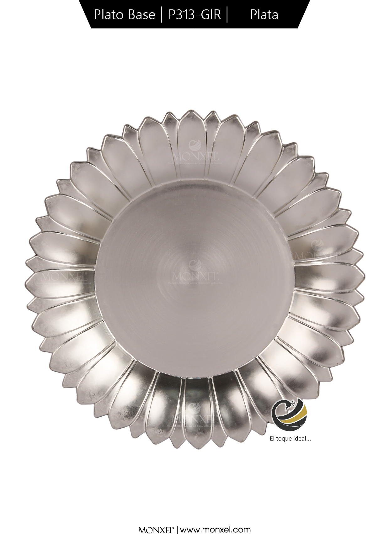 Plato Base P313-GIR Plata 33 cm. (Polipropileno)