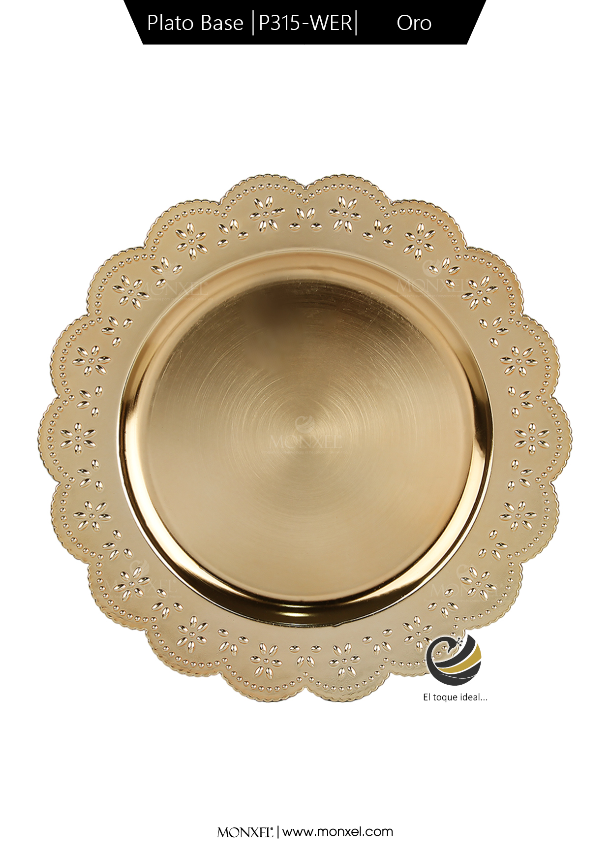 Plato Base P315-WER Oro 33 cm. (Polipropileno)