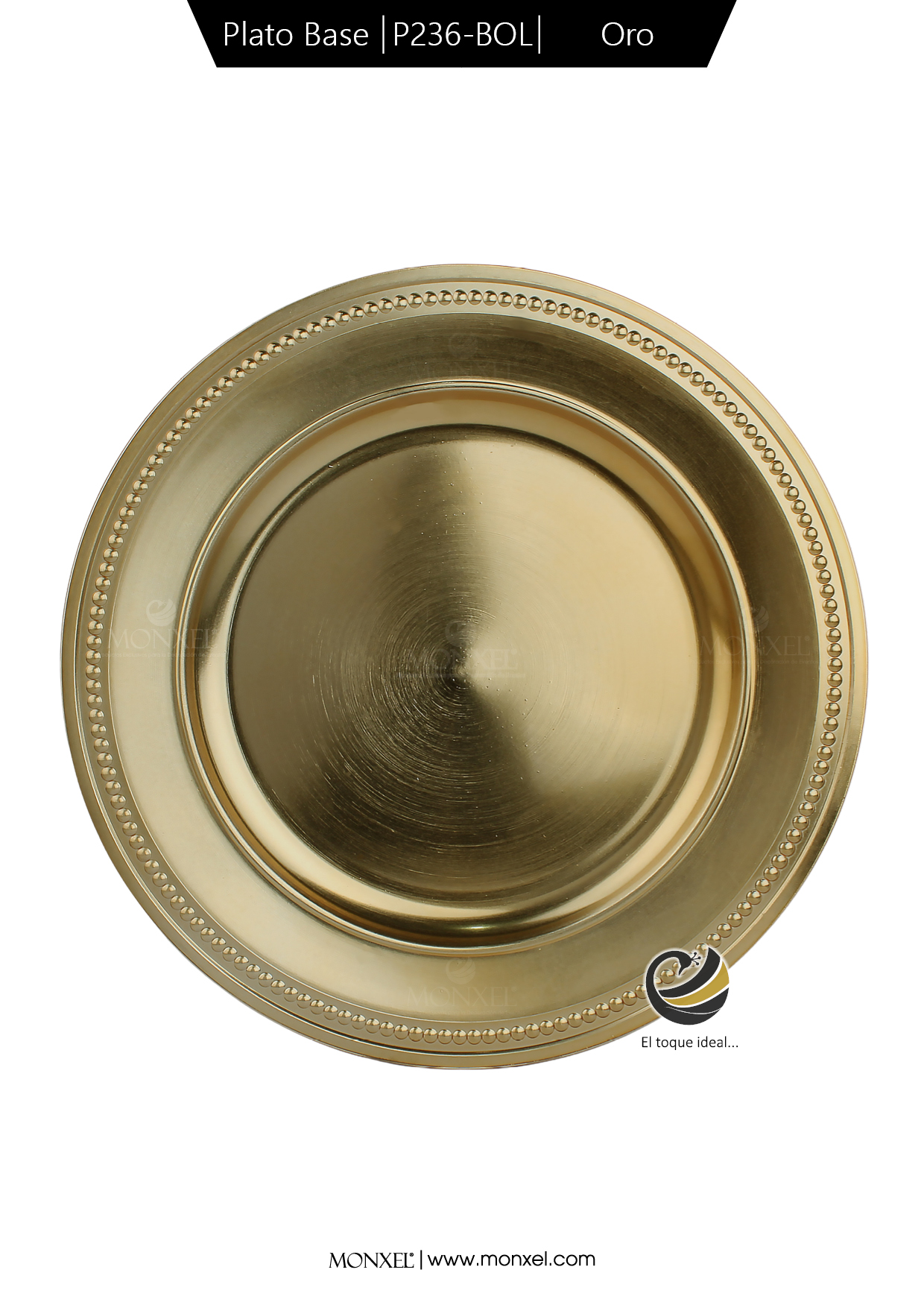 Plato Base P236-BOL Oro 33 cm. (Polipropileno)