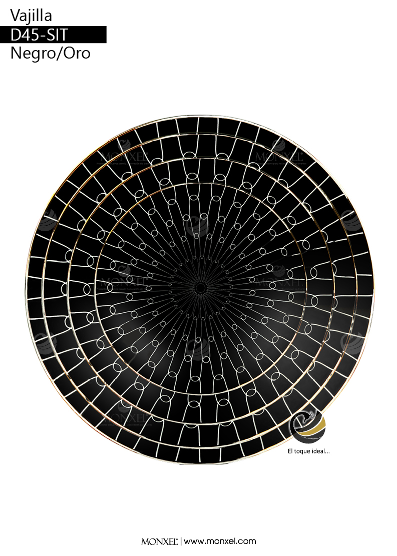 Vajilla D45-SIT Negro/Oro (Porcelana)
