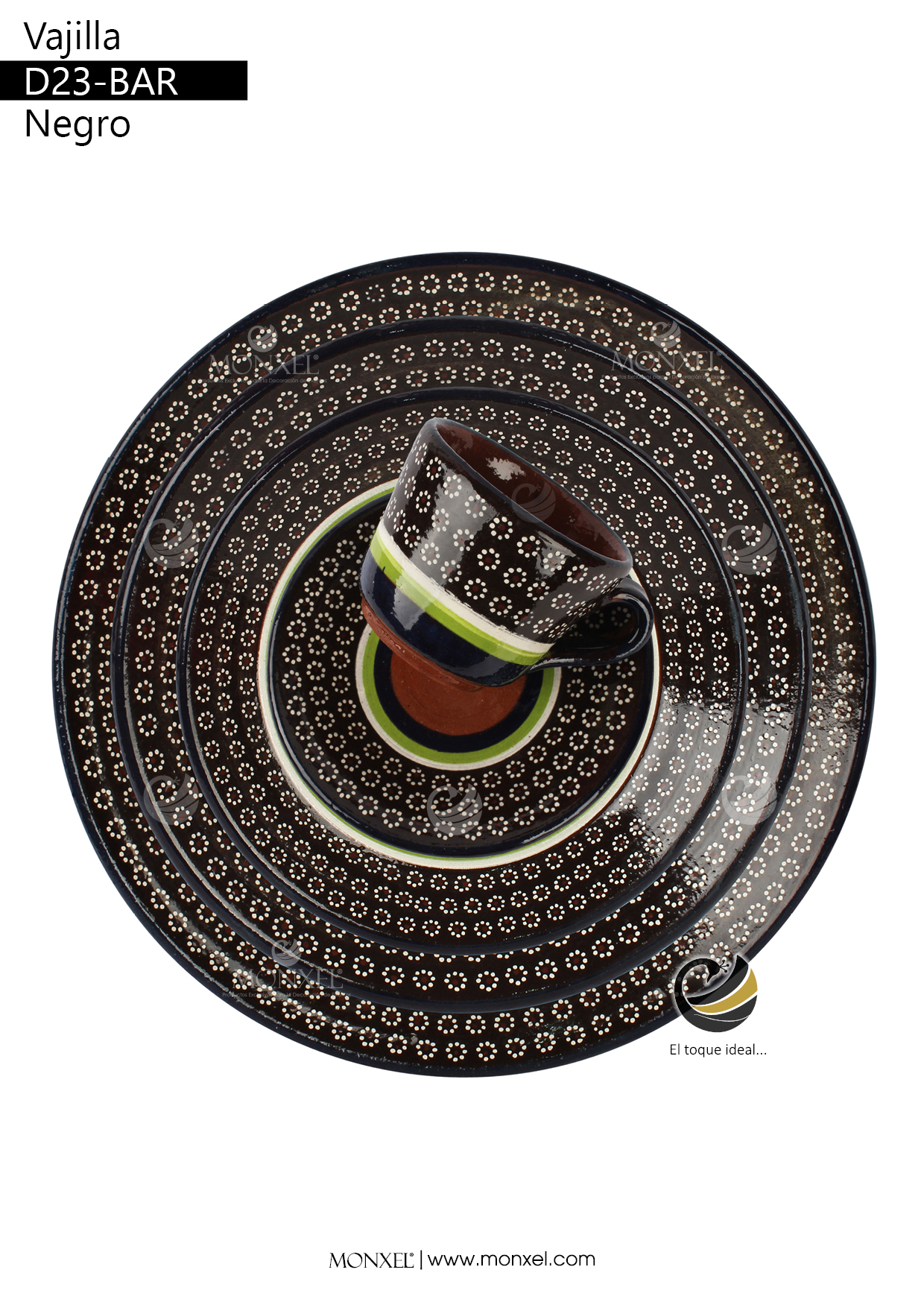 Vajilla D23-BAR Negro (Barro)