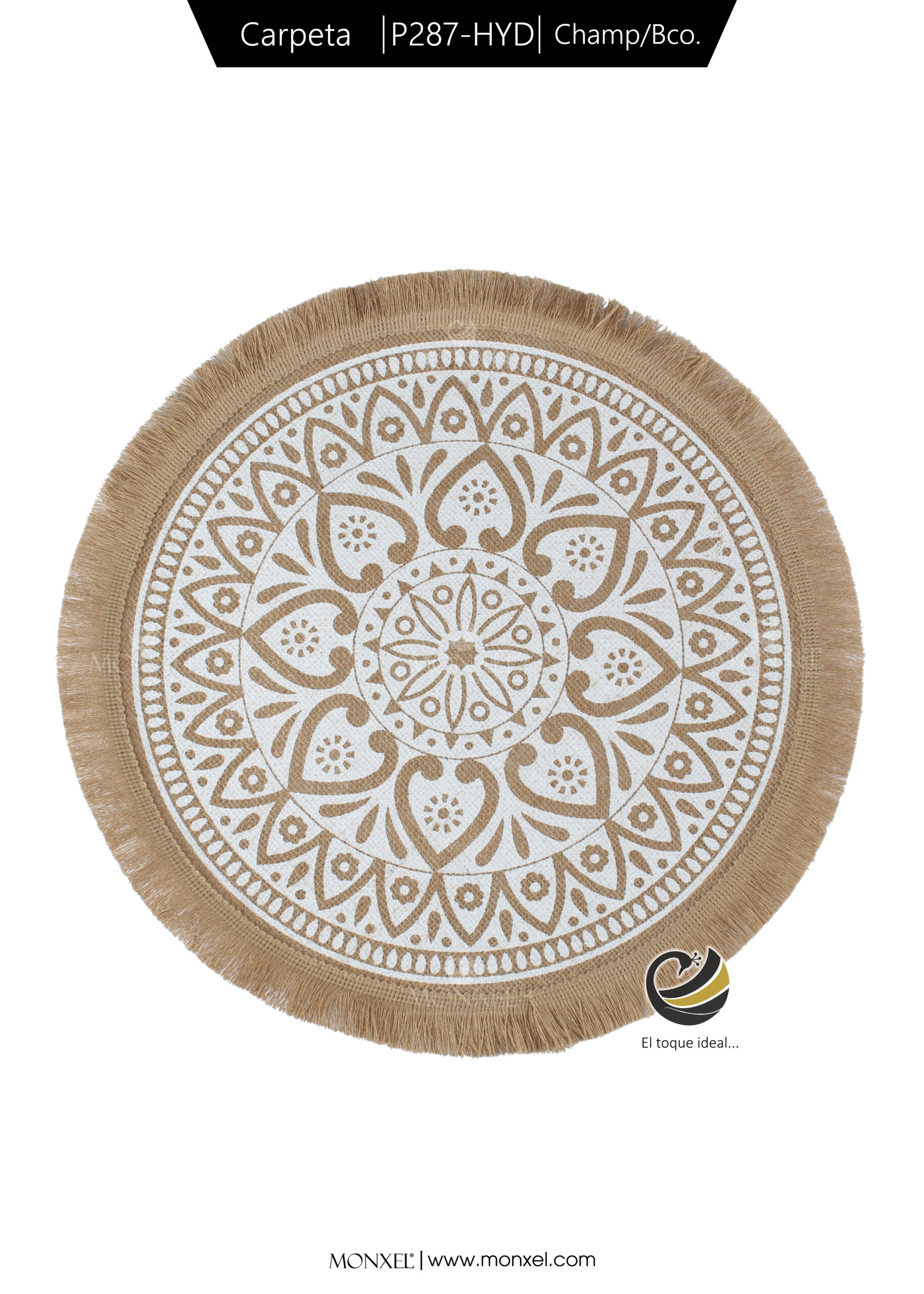 Carpeta (Plato Base) P287-HYD Champagne/Blanco 35 cm. (Lino/Yute)