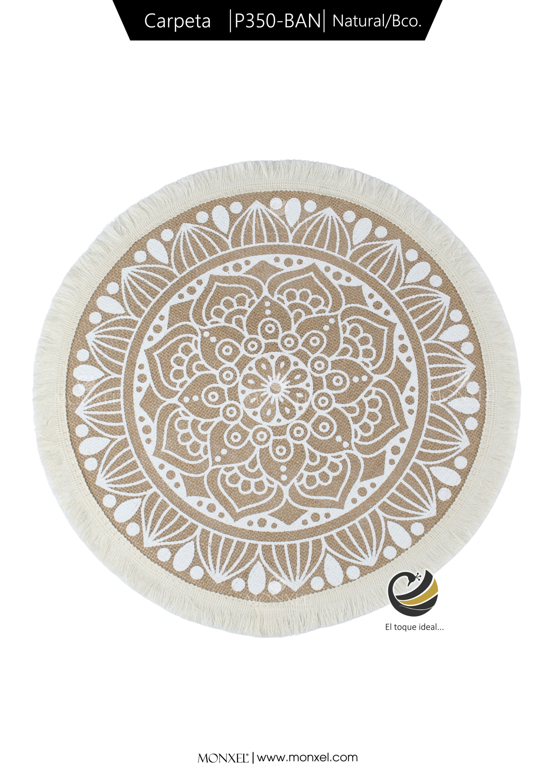 Carpeta (Plato Base) P350-BAN Natural/Blanco 35 cm. (Lino/Yute)