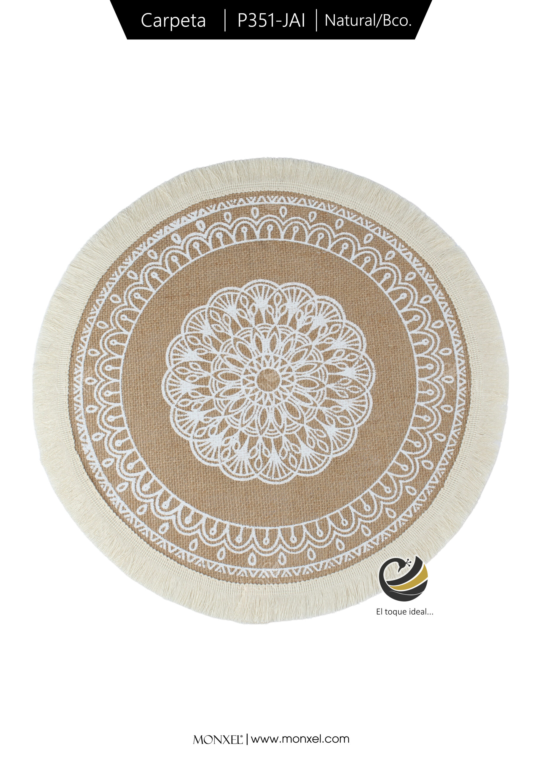 Carpeta (Plato Base) P351-JAI Natural/Blanco 35 cm. (Lino/Yute)
