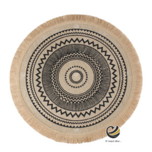Carpeta (Plato Base) P352-CAL Champagne/Negro 35 cm. (Lino/Yute)