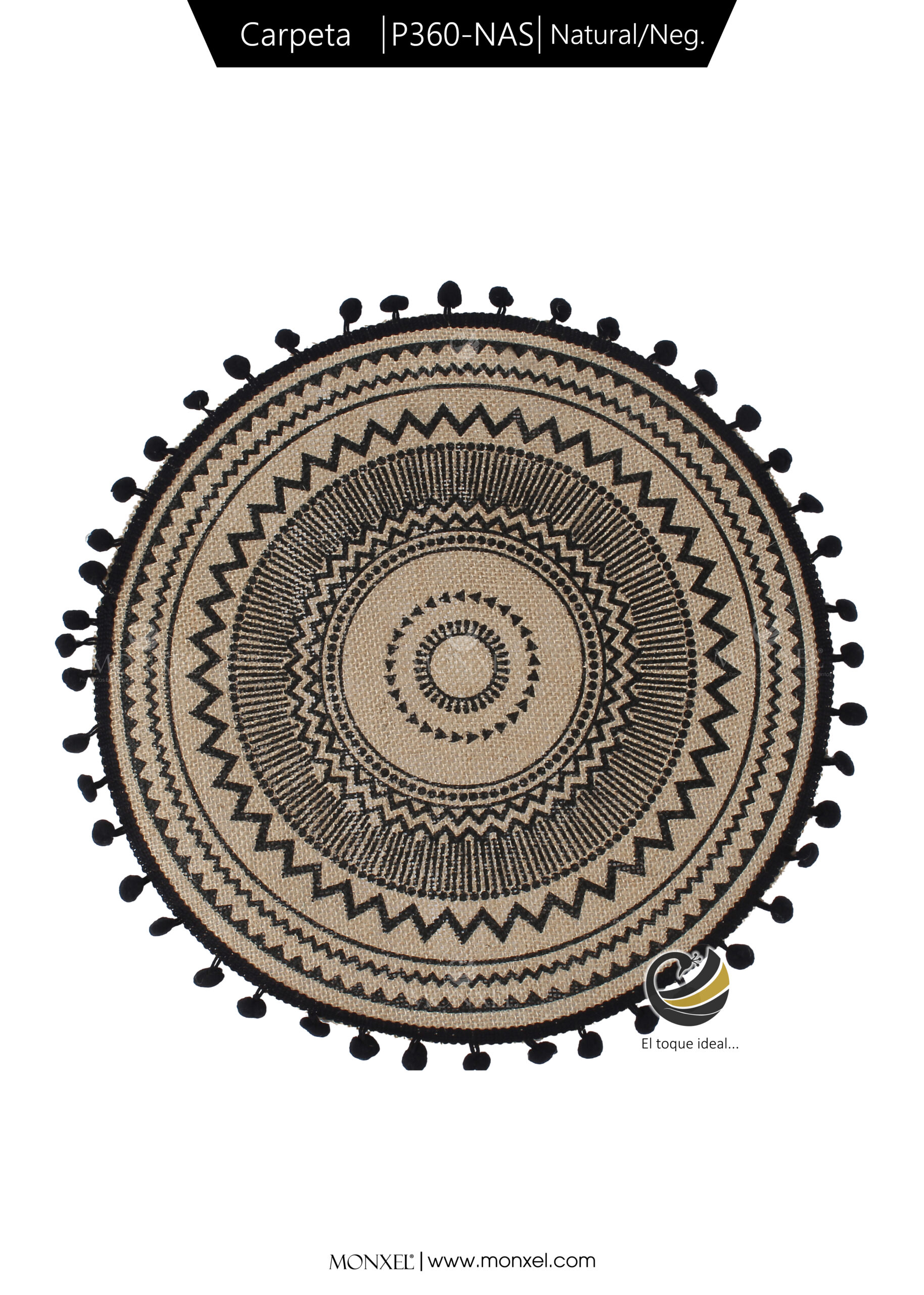 Carpeta (Plato Base) P360-NAS Natural/Negro 35 cm. (Lino/Yute)