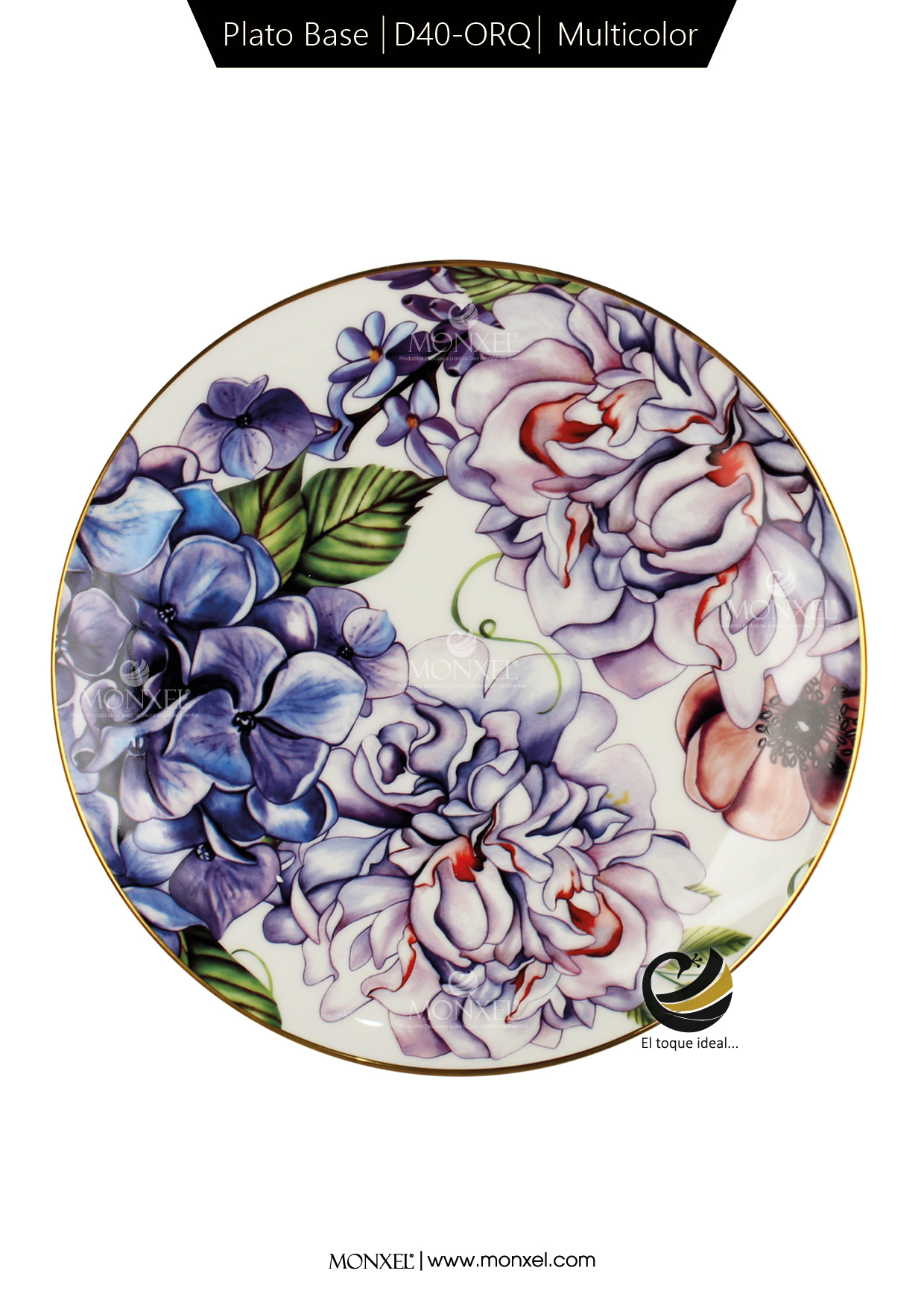 Plato Base D40-ORQ Multicolor 30.5 cm (Porcelana)