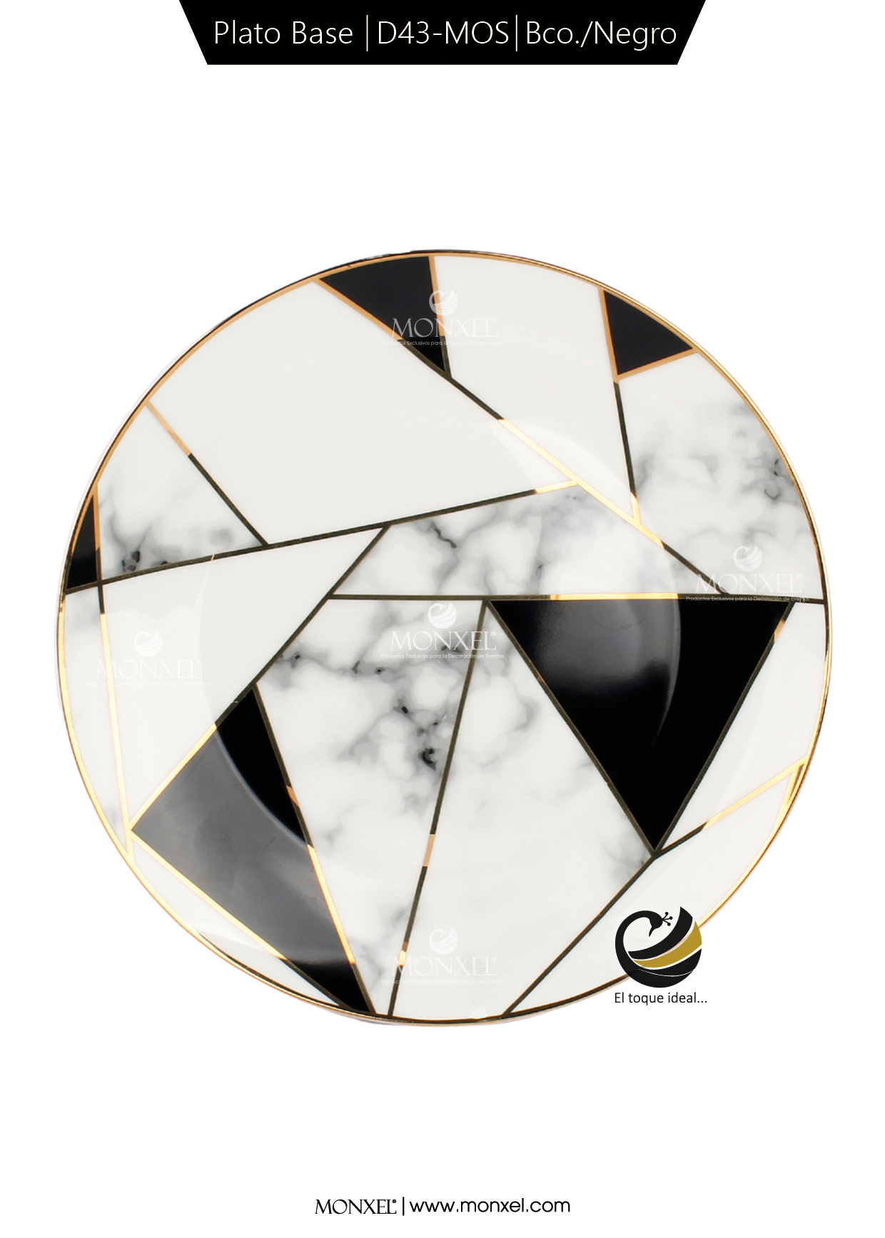 Plato Base D43-MOS Blanco/Negro 30.5 cm (Porcelana)