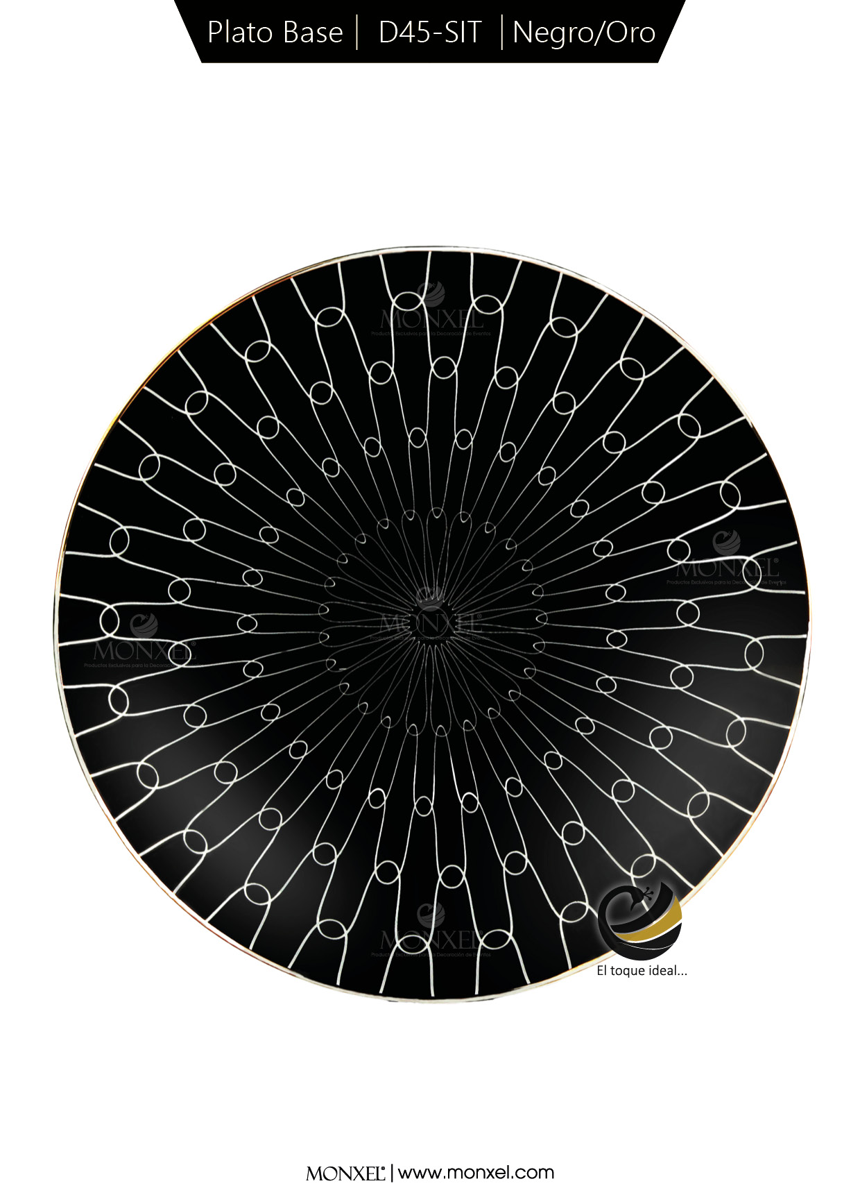 Plato Base D45-SIT Negro/Oro 30.5 cm (Porcelana)