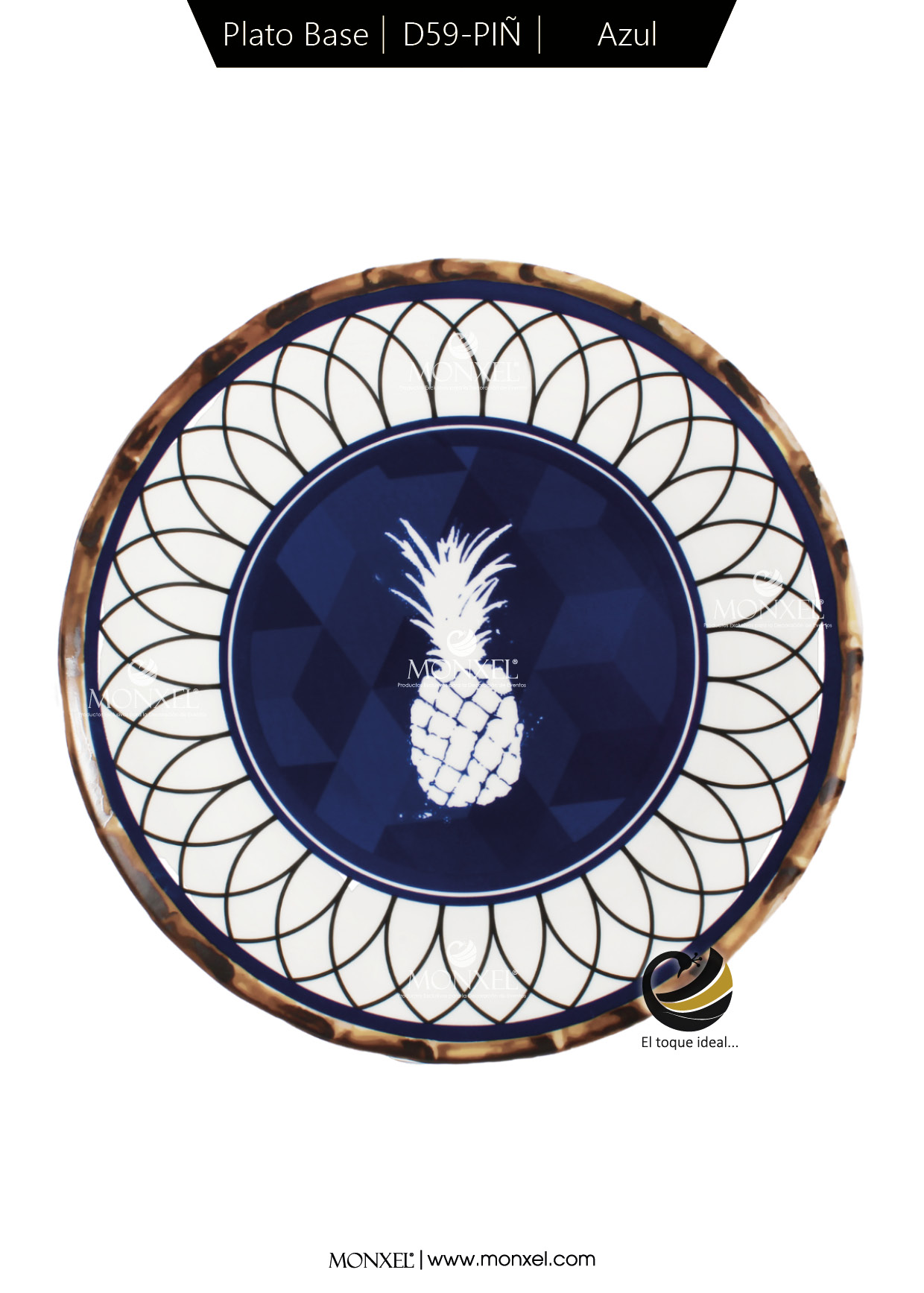 Plato Base D59-PIÑ Azul 30.5 cm (Porcelana)
