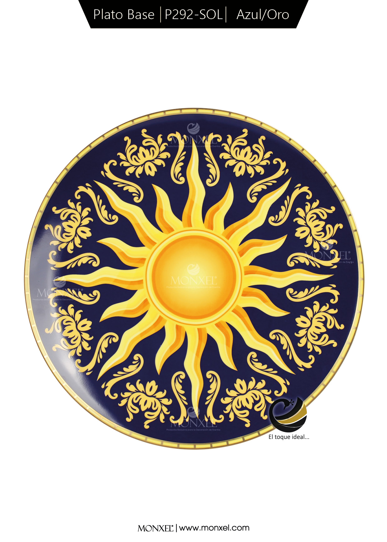 Plato Base P292-SOL Azul/Oro 30.5 cm (Porcelana)