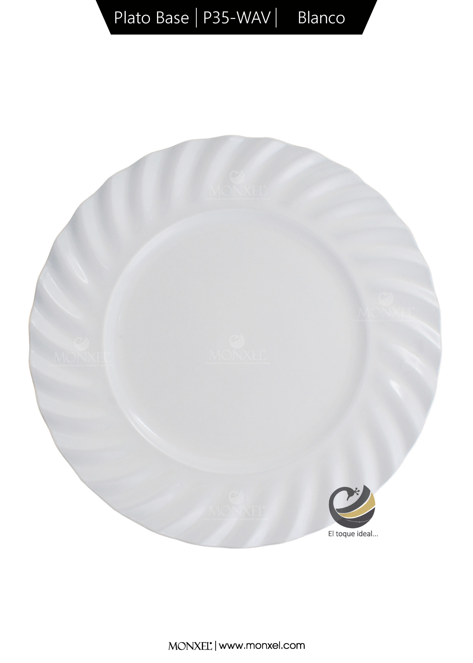 Plato Base P35-WAV Blanco 33 cm. (Polipropileno)