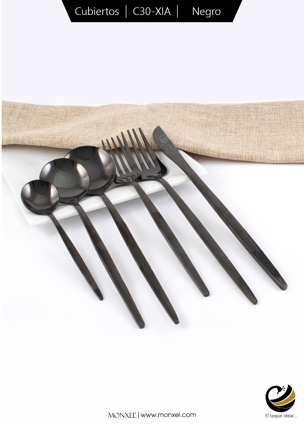 Cubiertos C30-XIA Negro Set 6pz (Acero Inoxidable)