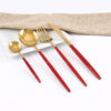 Cubiertos C30-XIA Oro/Rojo Set 4pz (Acero Inoxidable)