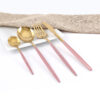 Cubiertos C30-XIA Oro/Rosa Set 4pz (Acero Inoxidable)