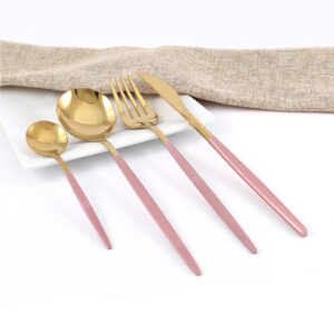 Cubiertos C30-XIA Oro/Rosa Set 4pz (Acero Inoxidable)