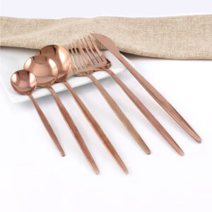 Cubiertos C30-XIA Rosa Oro Set 6pz (Acero Inoxidable)