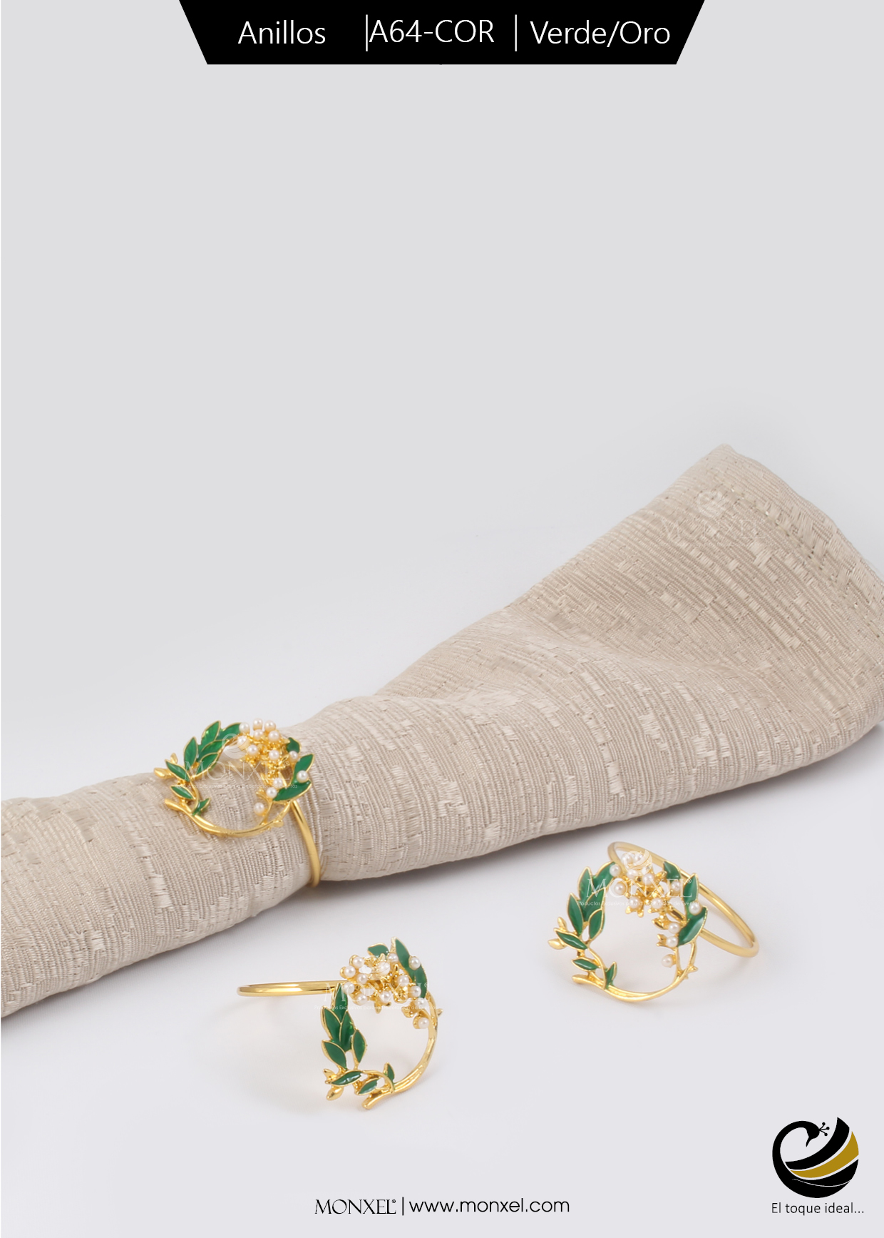 Anillos A64-COR Verde/Oro (Acero Inoxidable)