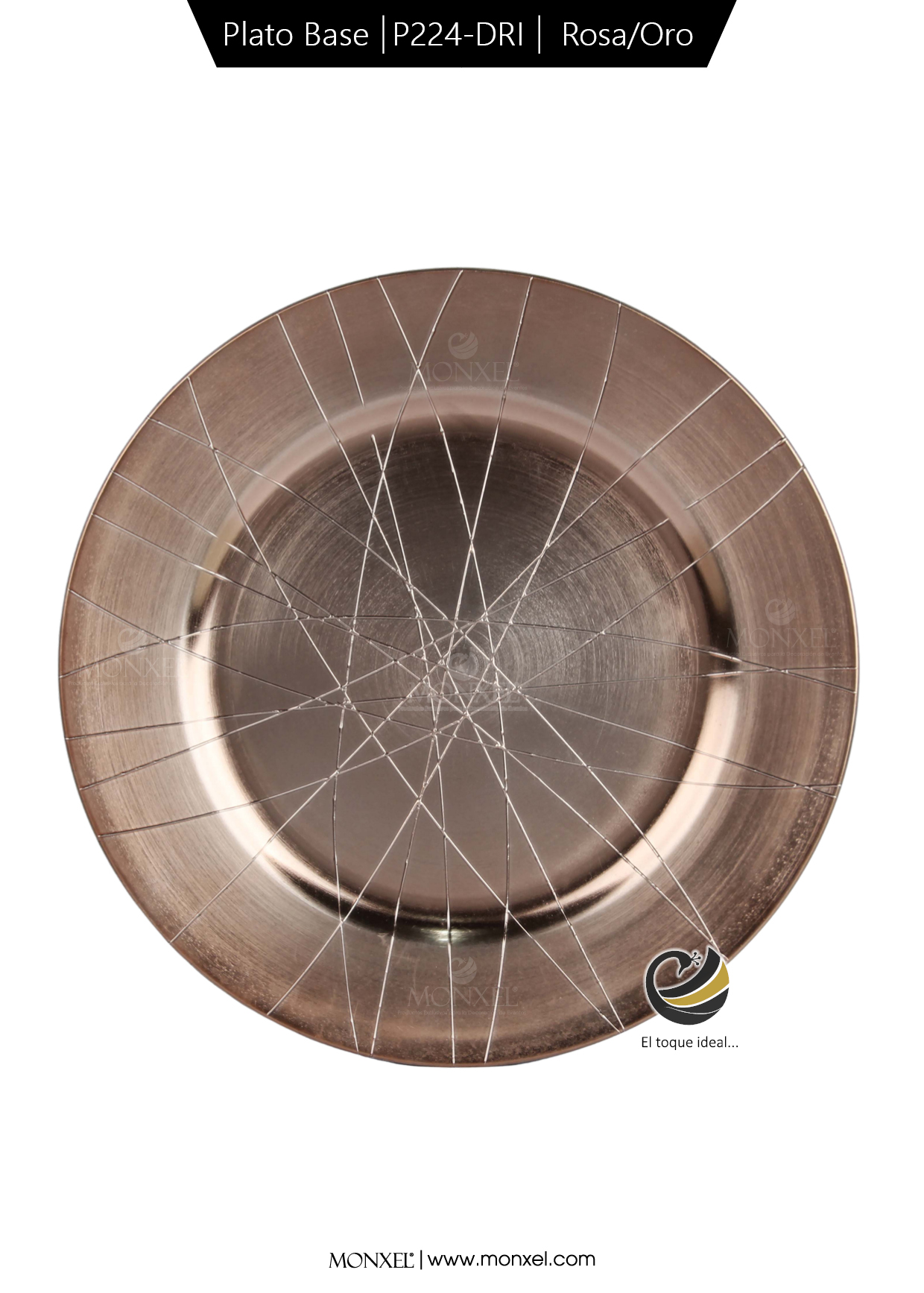 Plato Base P224-DRI Rosa Oro 35 cm. (Polipropileno)