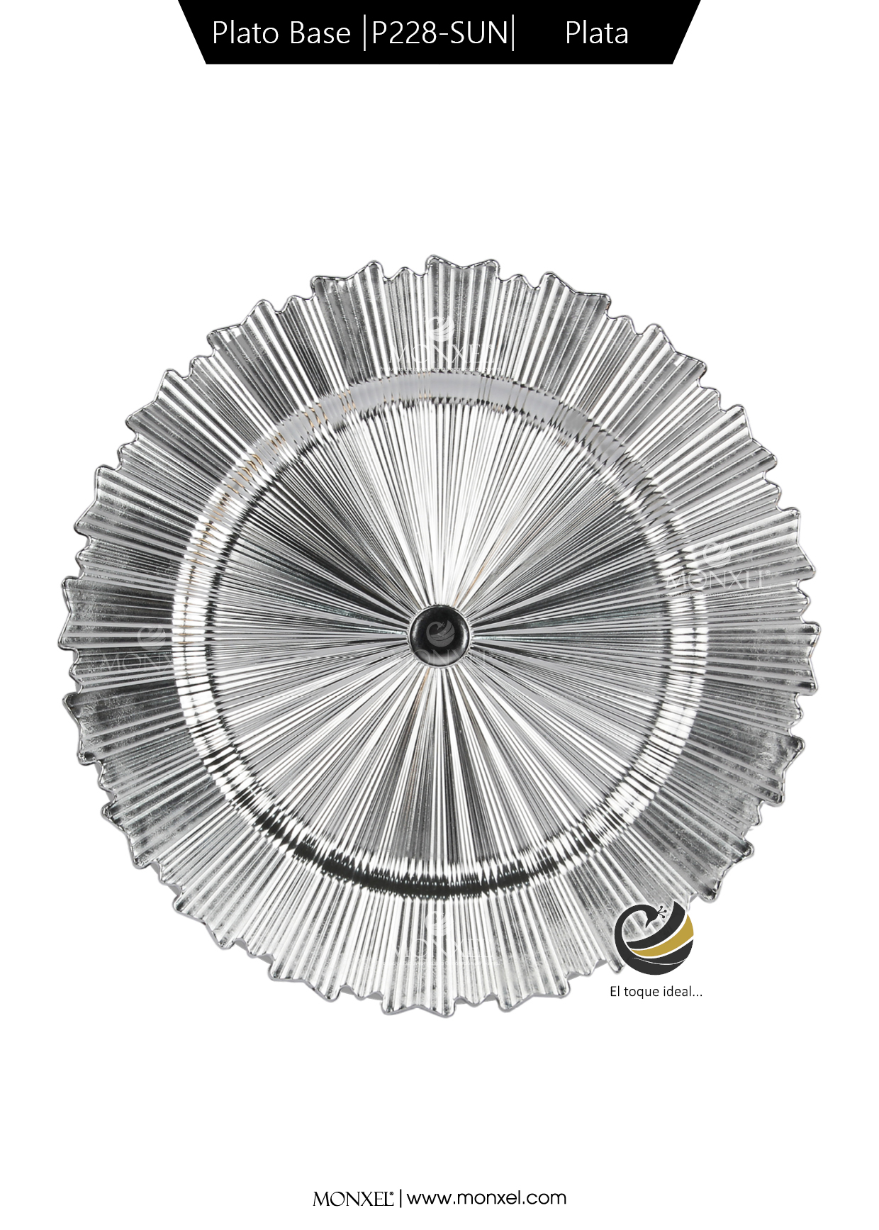 Plato Base P228-SUN Plata 33 cm. (Polipropileno)