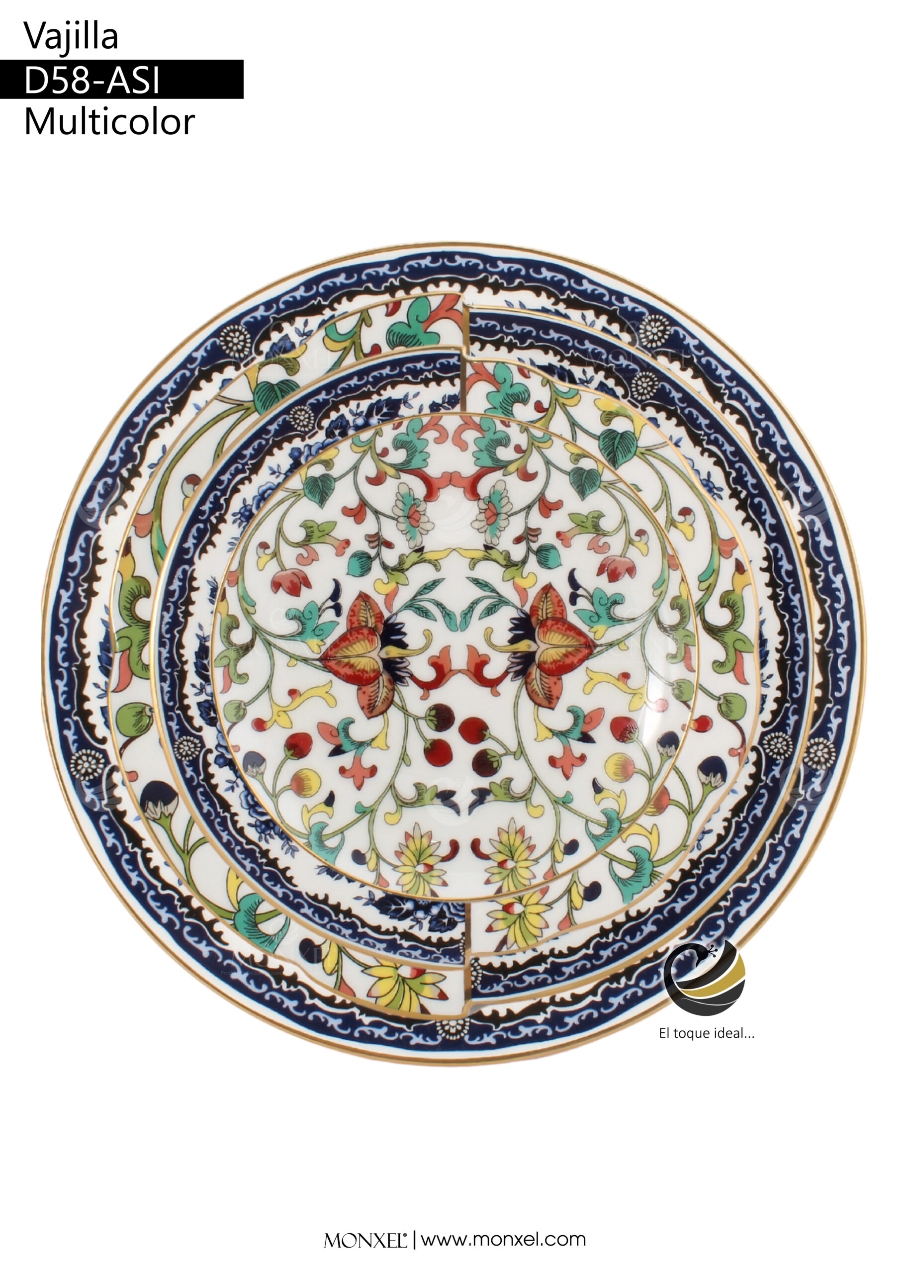Vajilla D58-ASI Multicolor (Porcelana)