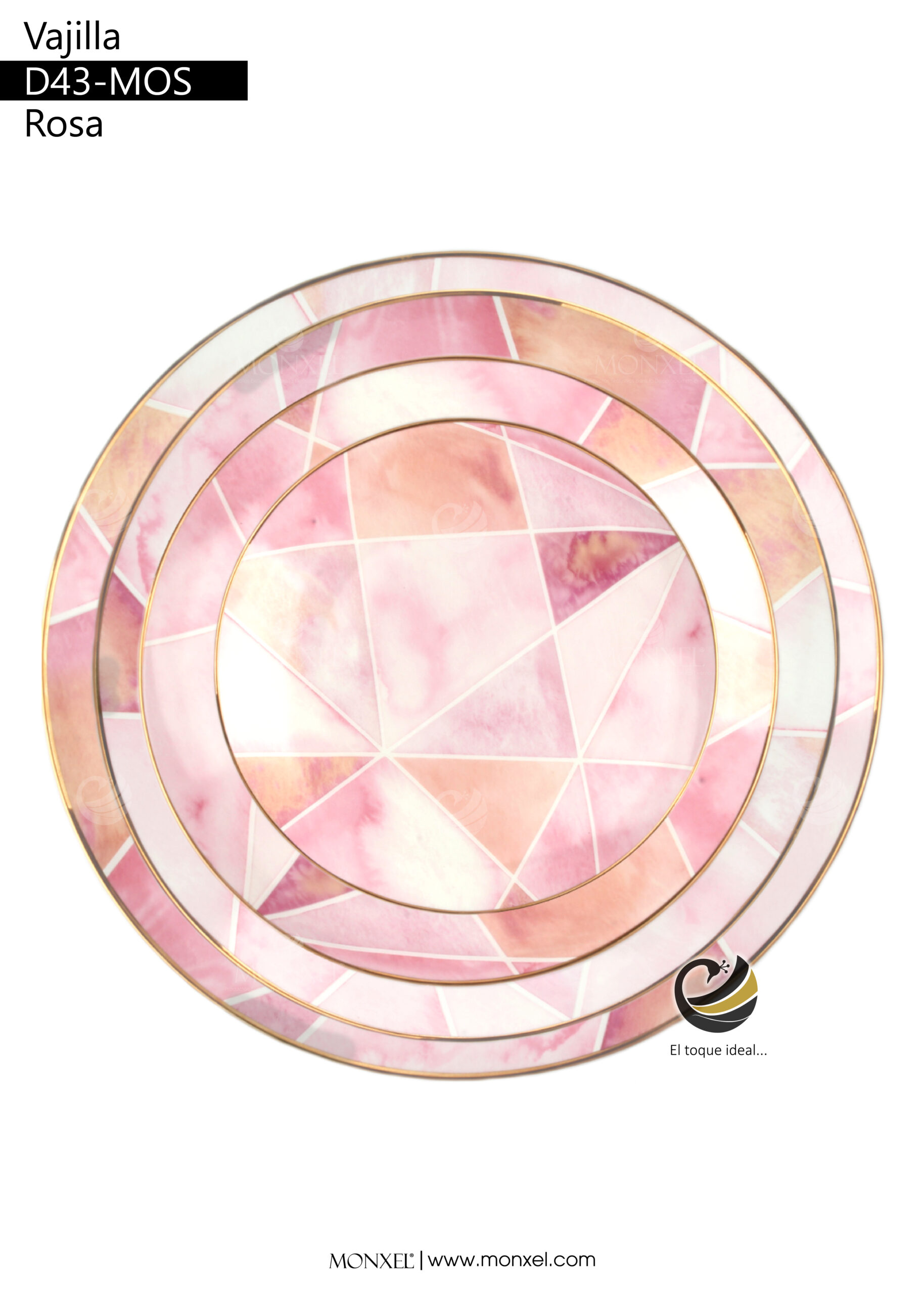 Vajilla D43-MOS Rosa (Porcelana)
