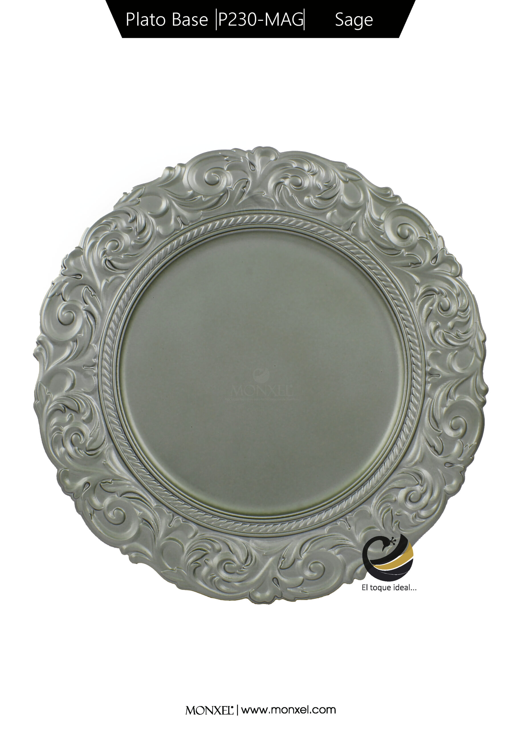 Plato Base P230-MAG Sage Claro 33 cm. (Polipropileno)